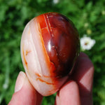Carnelian palm stone, Carnelian Heart Shaped Palm Stone, Carnelian Crystal