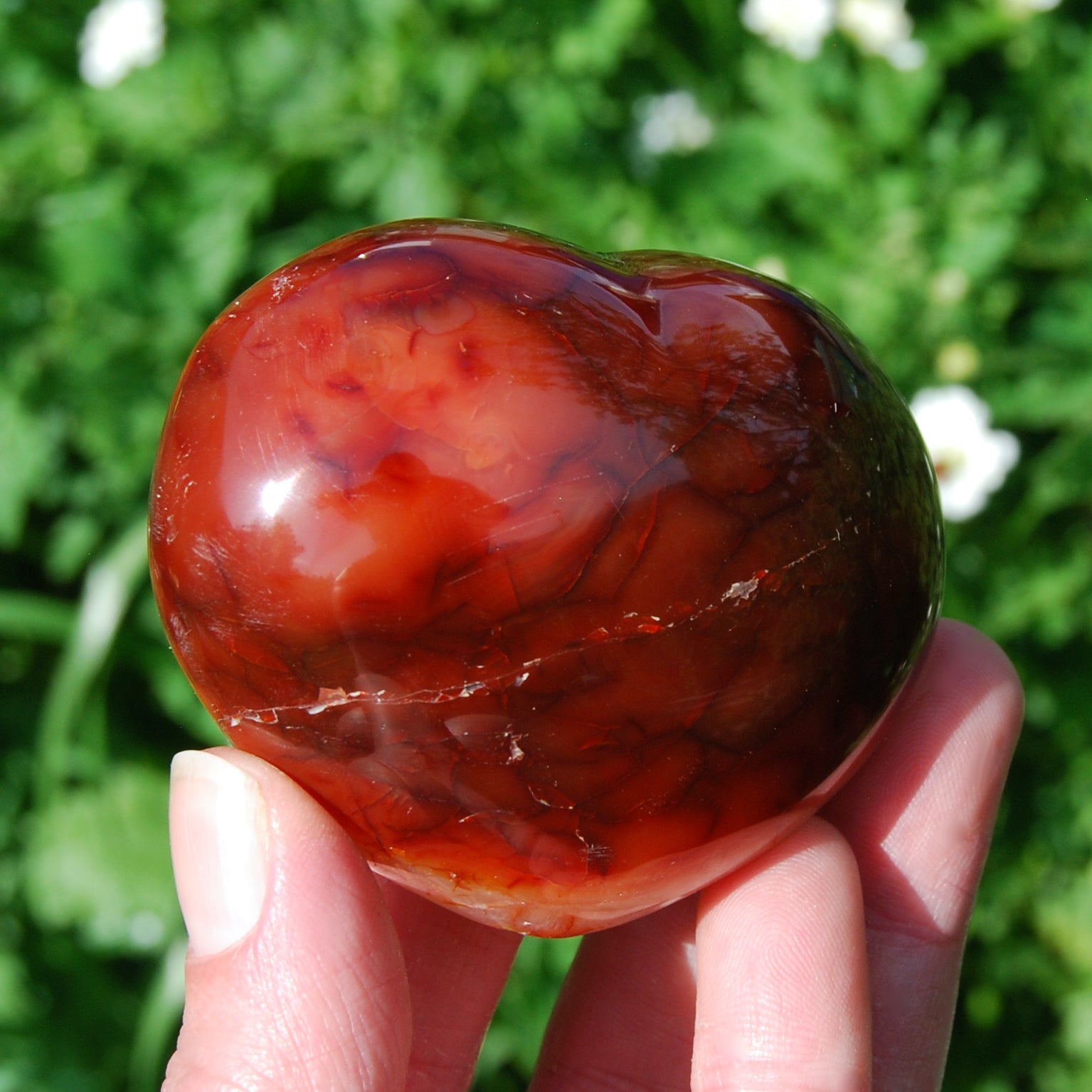 Carnelian palm stone, Carnelian Heart Shaped Palm Stone, Carnelian Crystal