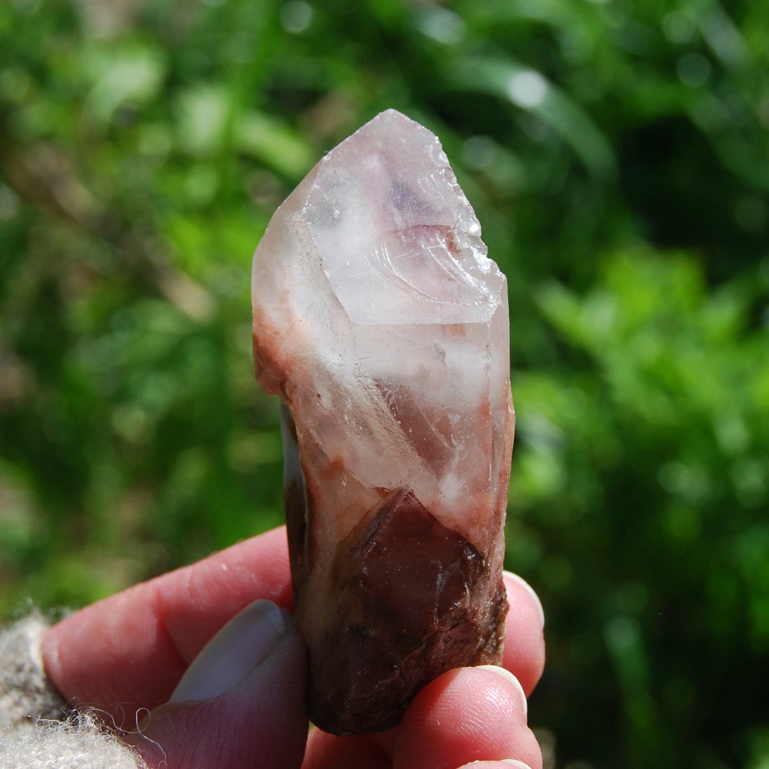 Raw Amphibole Quartz Crystal Point from Brazil