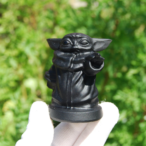 Black Obsidian Grogu Baby Yoda Crystal Carving