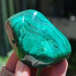 Natural Malachite Crystal Palm Stone Free Form Congo 