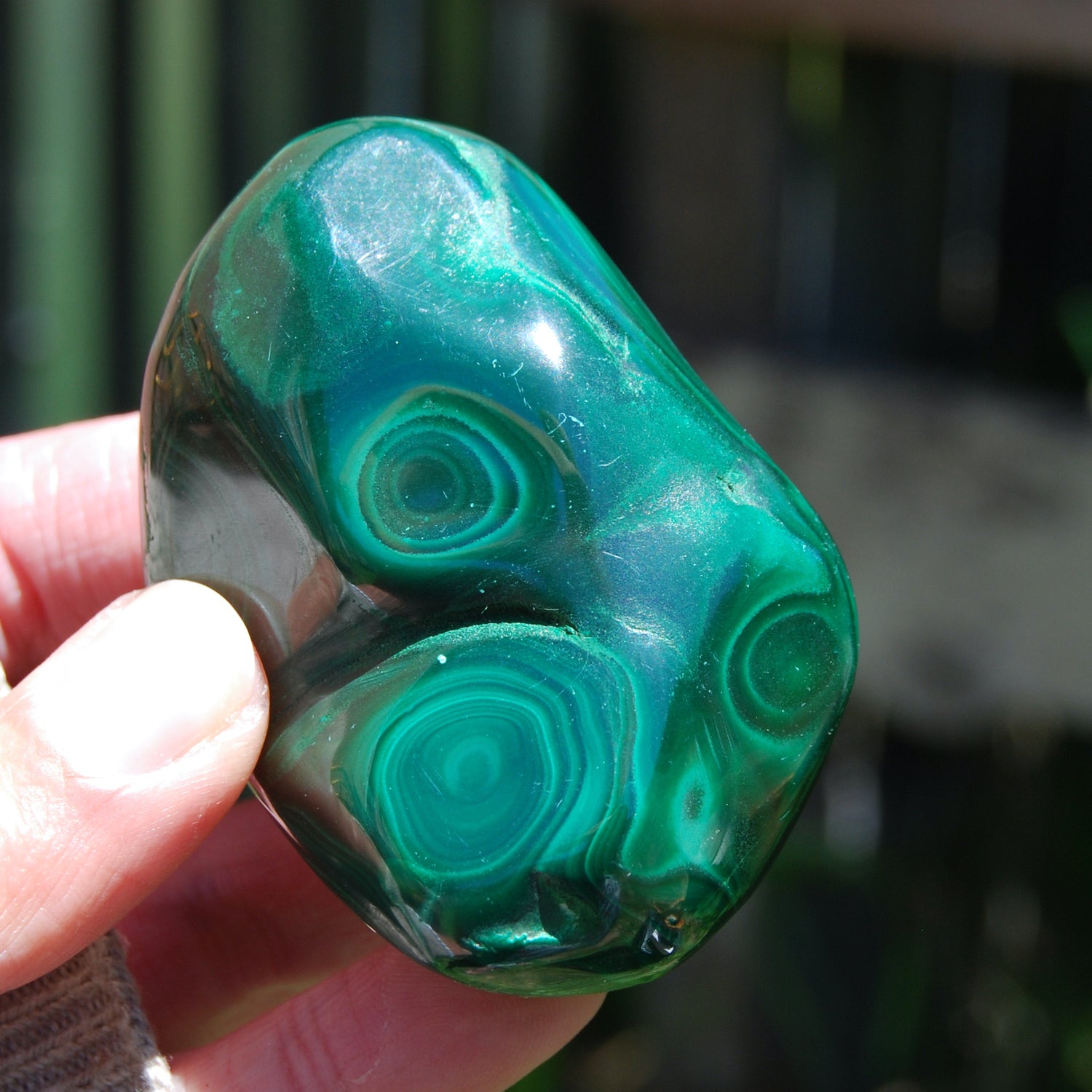 Natural Malachite Crystal Palm Stone Free Form Congo 