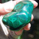 Natural Malachite Crystal Palm Stone Free Form Congo 