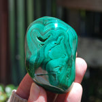Natural Malachite Crystal Palm Stone Free Form Congo 