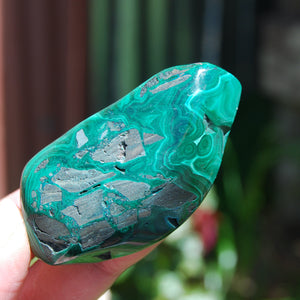 Large Natural Malachite Crystal Palm Stone Botryoidal Free Form Congo