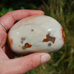 Polychrome Jasper Carved Crystal Palm Stone 260g 3"