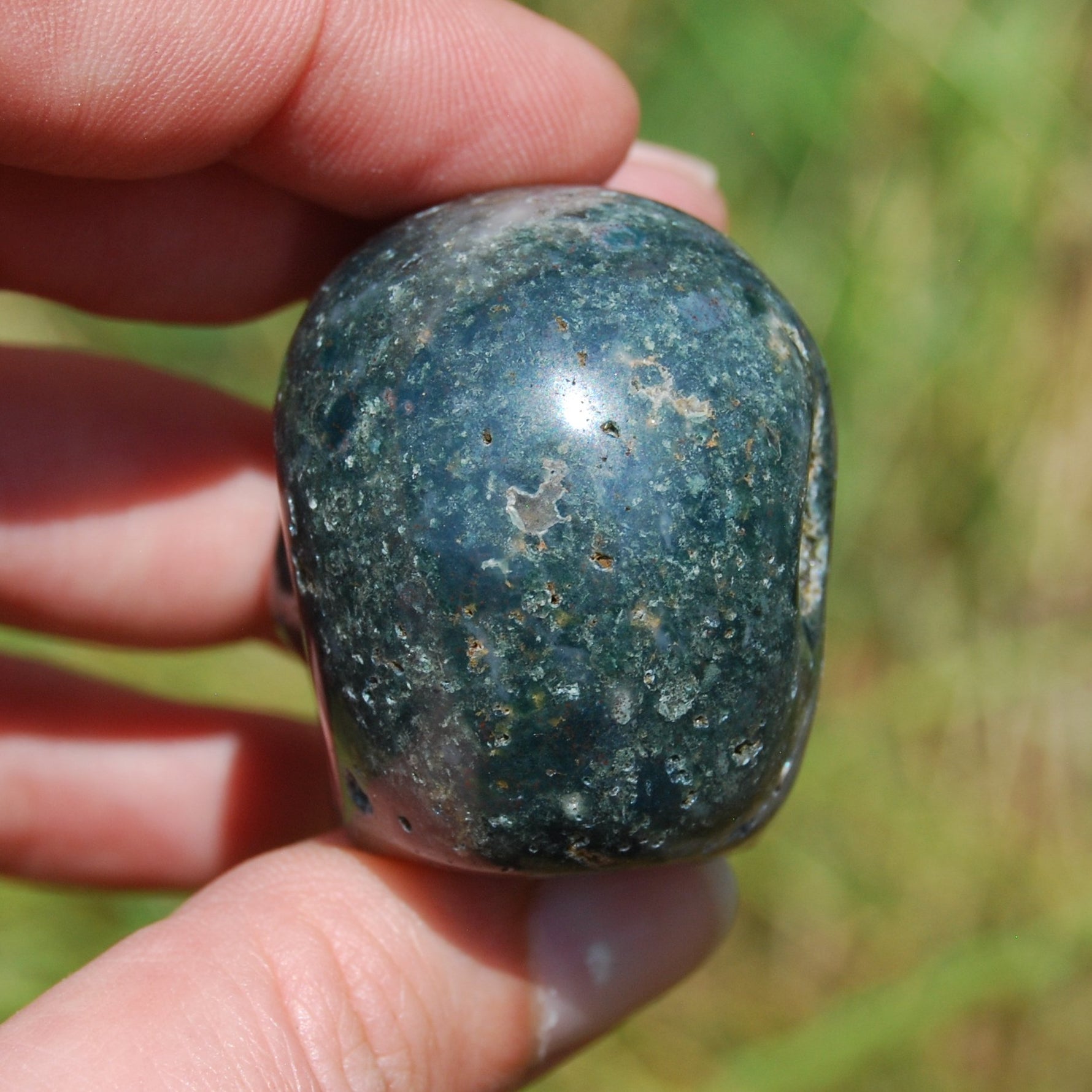 Indian Agate Carved Crystal Skull Realistic Gemstone Carving 2 Inch