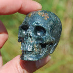 Indian Agate Carved Crystal Skull Realistic Gemstone Carving 2 Inch