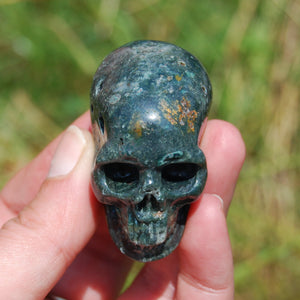 Indian Agate Carved Crystal Skull Realistic Gemstone Carving 2 Inch