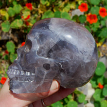 Load image into Gallery viewer, Large Fluorite Carved Crystal Skull Realistic with Internal Rainbows
