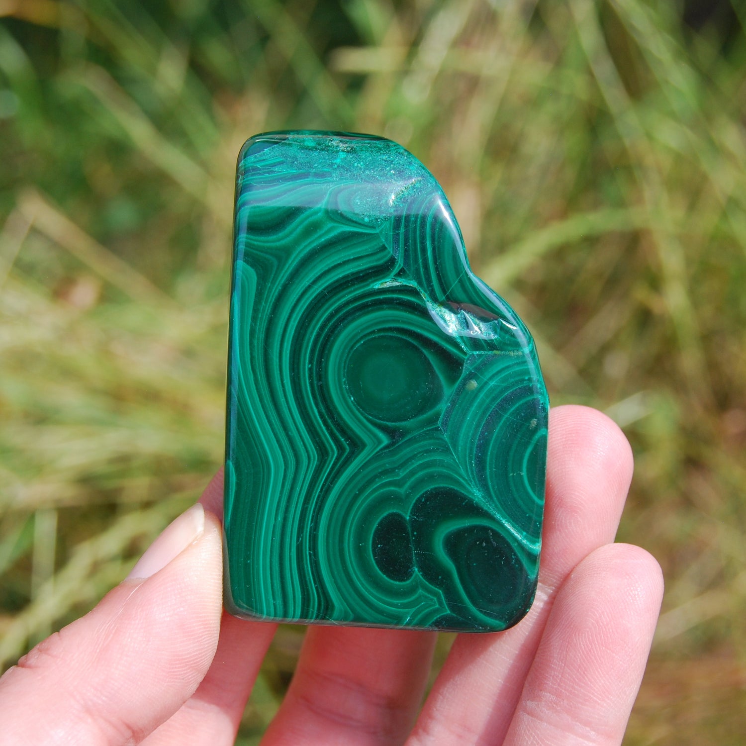 2.5" 102g Natural Malachite Crystal Polished Slab