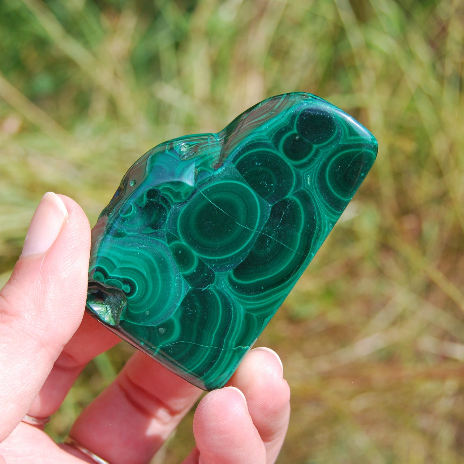 2.5" 102g Natural Malachite Crystal Polished Slab