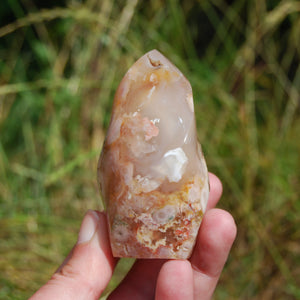Flower Agate Carved Crystal Flame Sakura Agate