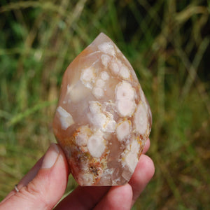Flower Agate Carved Crystal Flame Sakura Agate