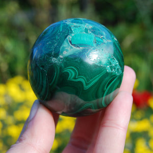 Natural Malachite Crystal Sphere 304g 2.25"