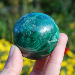 Natural Malachite Crystal Sphere 304g 2.25"