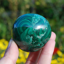 Load image into Gallery viewer, Natural Malachite Crystal Sphere 304g 2.25&quot;
