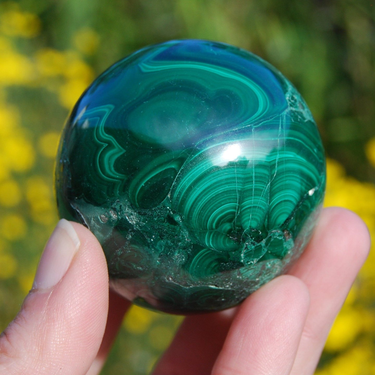 Natural Malachite Crystal Sphere 304g 2.25