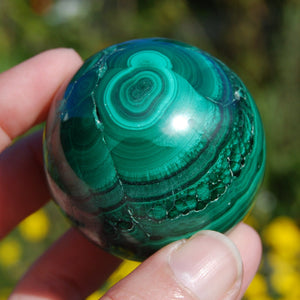Natural Malachite Crystal Sphere 254g 2"