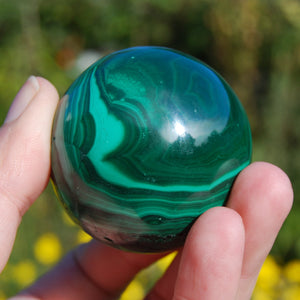 Natural Malachite Crystal Sphere 254g 2"