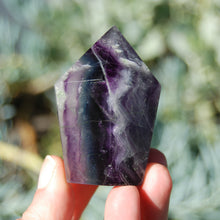 Load image into Gallery viewer, Rainbow Snow Fluorite Crystal Tower Darkest Purple with Blue 
