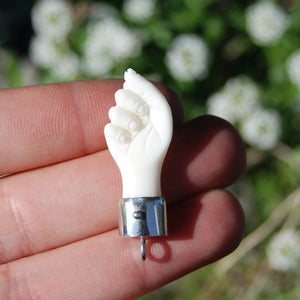 Hand Shaped Figa Pendant Good Luck Charm Antique Reproduction Hand Carved Ox Bone