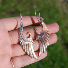 Load image into Gallery viewer, Mother of Pearl Wing Earrings Hand Carved Shell Sterling Silver
