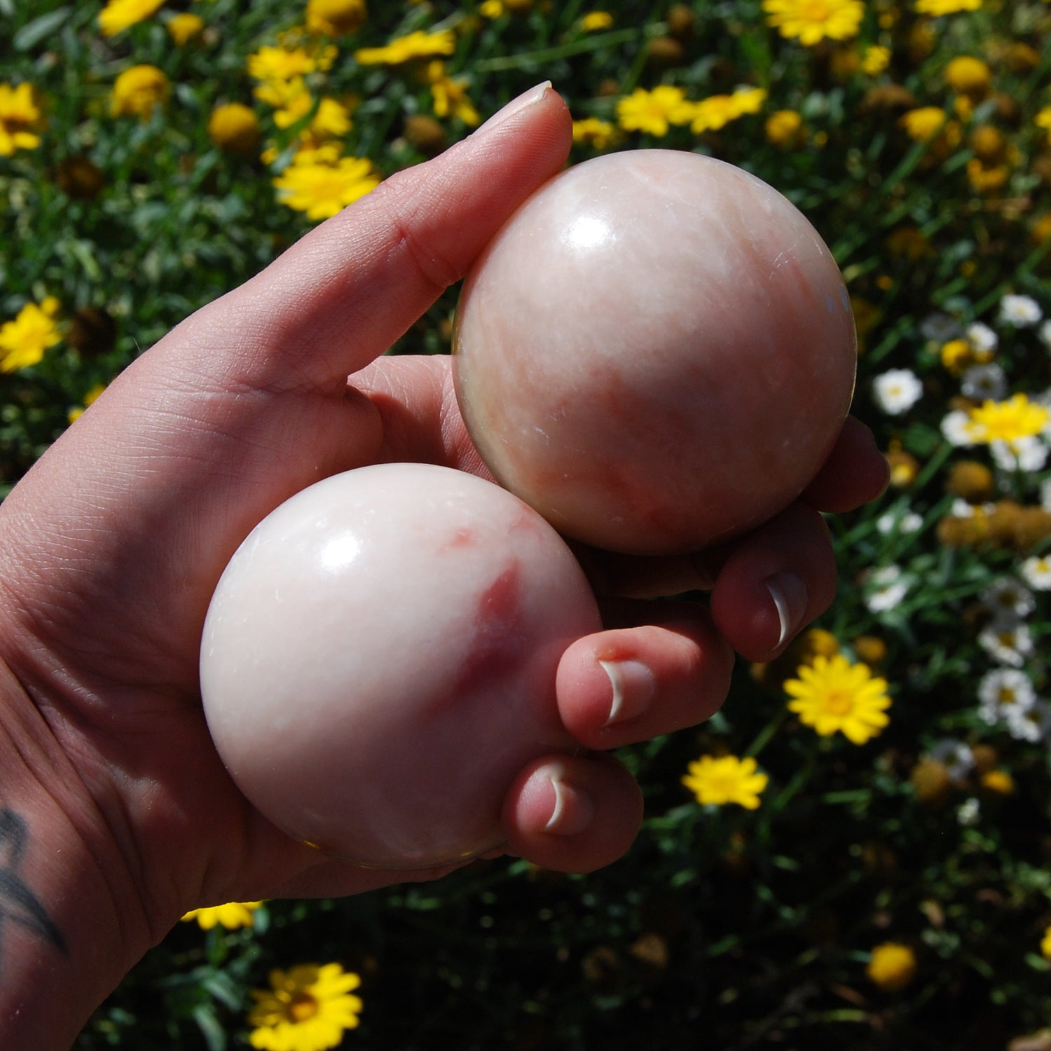 Pink Aragonite Crystal Spheres Balls