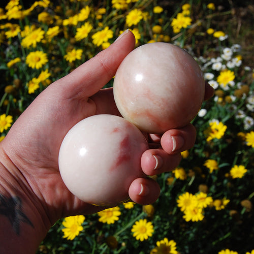 Pink Aragonite Crystal Spheres