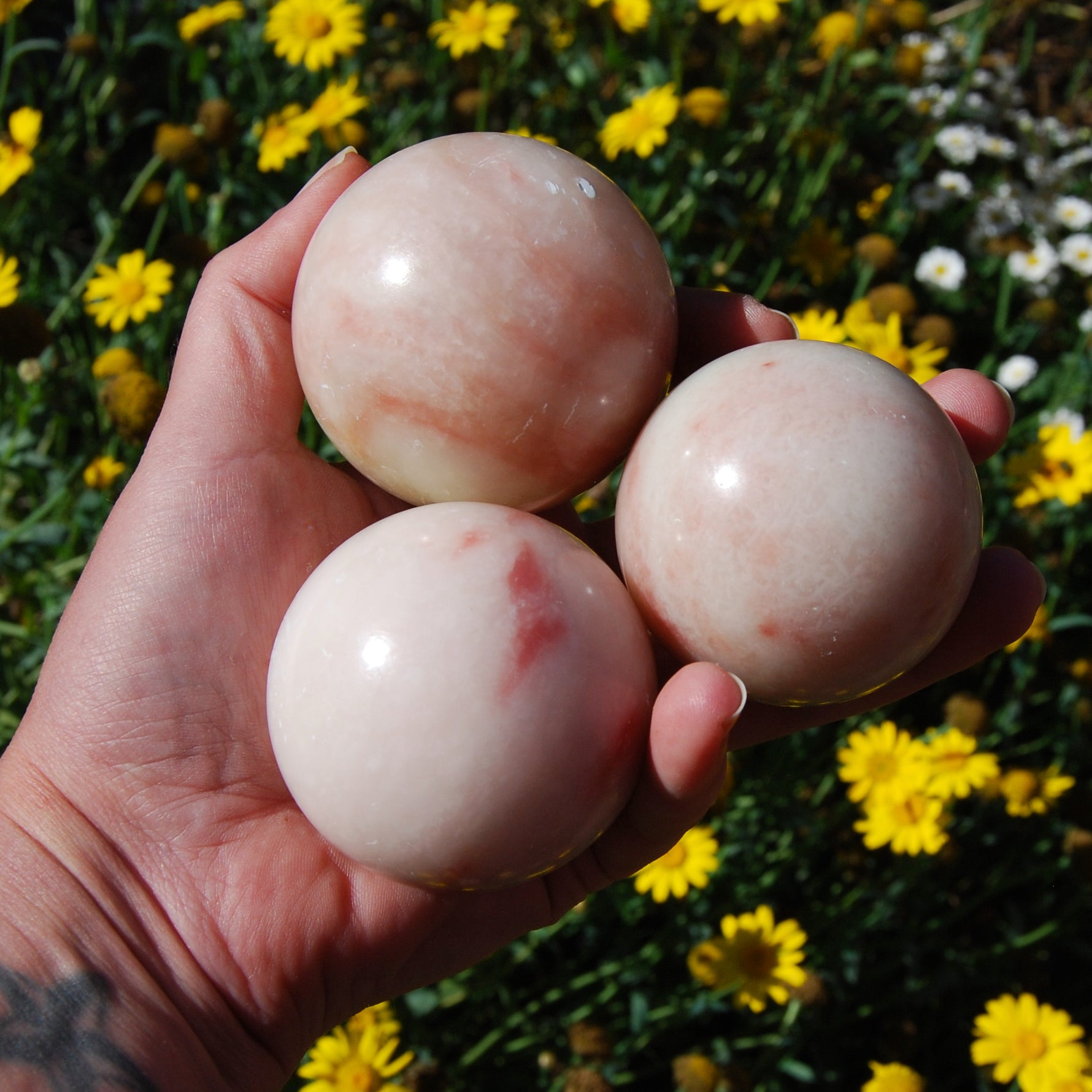 Pink Aragonite Crystal Spheres Balls