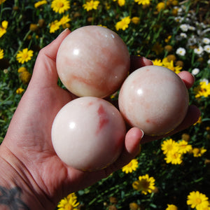 Pink Aragonite Crystal Spheres Balls