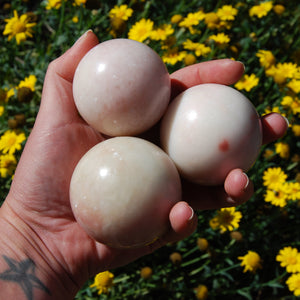 Pink Aragonite Crystal Spheres Balls