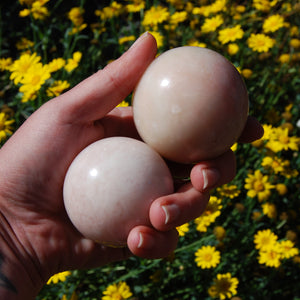 Pink Aragonite Crystal Spheres Balls