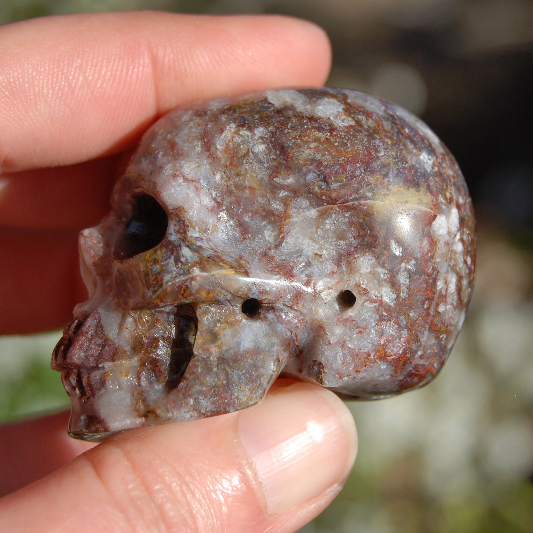 Pietersite Carved Crystal Skull Realistic Gemstone Carving