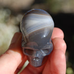 Grey Agate Carved Crystal Skull Realistic Gemstone Carving