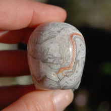 Load image into Gallery viewer, 2in Laguna Lace Agate Geode Carved Crystal Skull, Realistic Gemstone Carving
