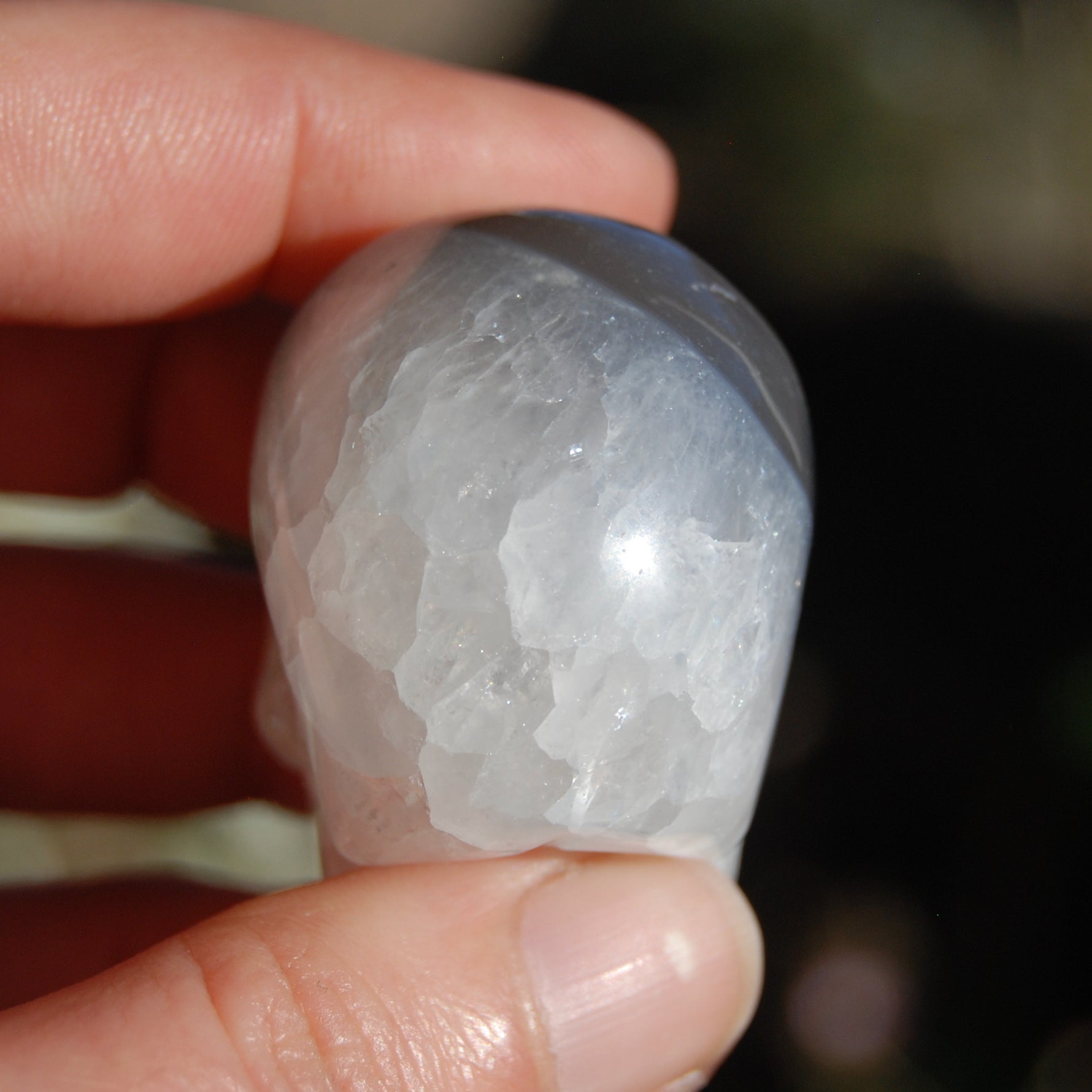 Grey Agate Geode Carved Crystal Skull Realistic Gemstone Carving