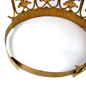XL Art Nouveau Santos Crown with Lilies Stars Rhinestones Antique Gold 6" to 7" Diameter