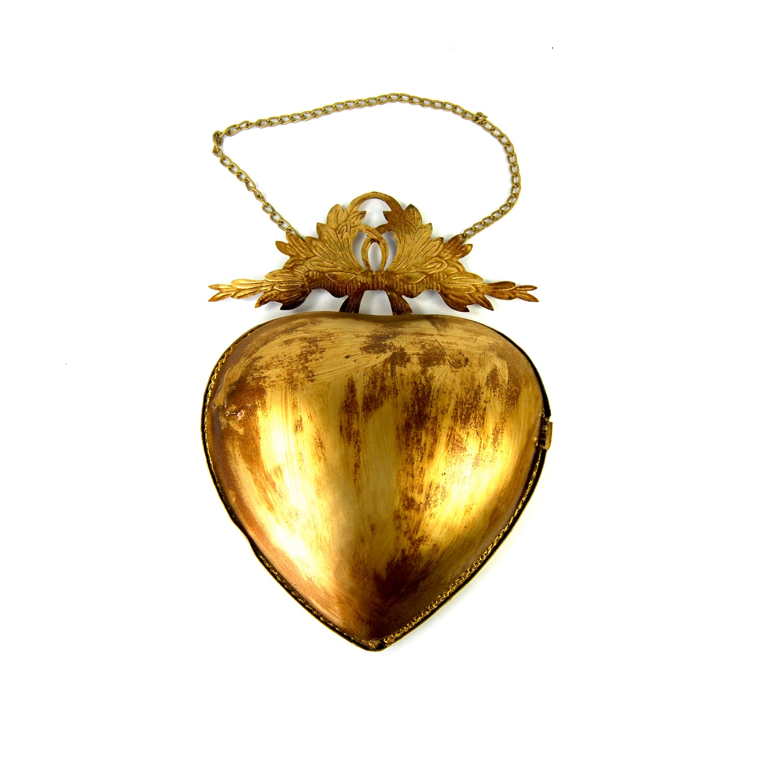 Hanging Sacred Heart Ex Voto Milagro Locket Cachette with Mirror Large