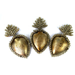 Jeweled Sacred Heart Ex Voto Milagro Locket Silver Rhinestone Ornament