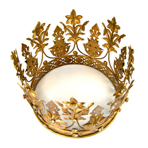 XL Santos Crown with Lilies Stars Rhinestones Antique Gold 6" Diameter