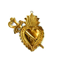 Load image into Gallery viewer, Sacred Heart Ex Voto Milagro Flaming Heart with Sword Ornament
