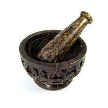 Load image into Gallery viewer, Foliate Carved Mortar and Pestle Natural Soapstone
