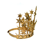 XL Art Nouveau Santos Crown with Lilies Stars Rhinestones Antique Gold 6" to 7" Diameter