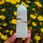 Caribbean Blue Calcite Crystal Obelisk Tower