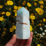 Caribbean Blue Calcite Crystal Obelisk Tower