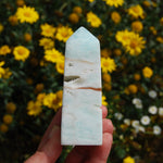 Caribbean Blue Calcite Crystal Obelisk Tower