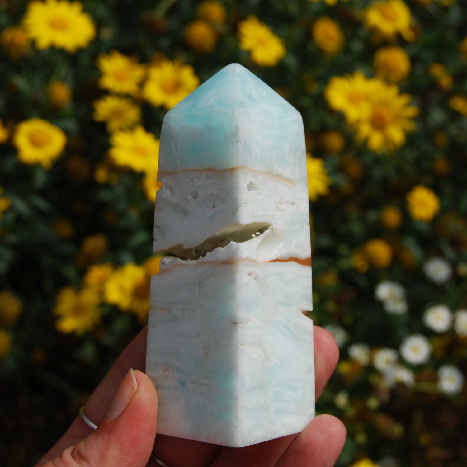 Caribbean Blue Calcite Crystal Tower