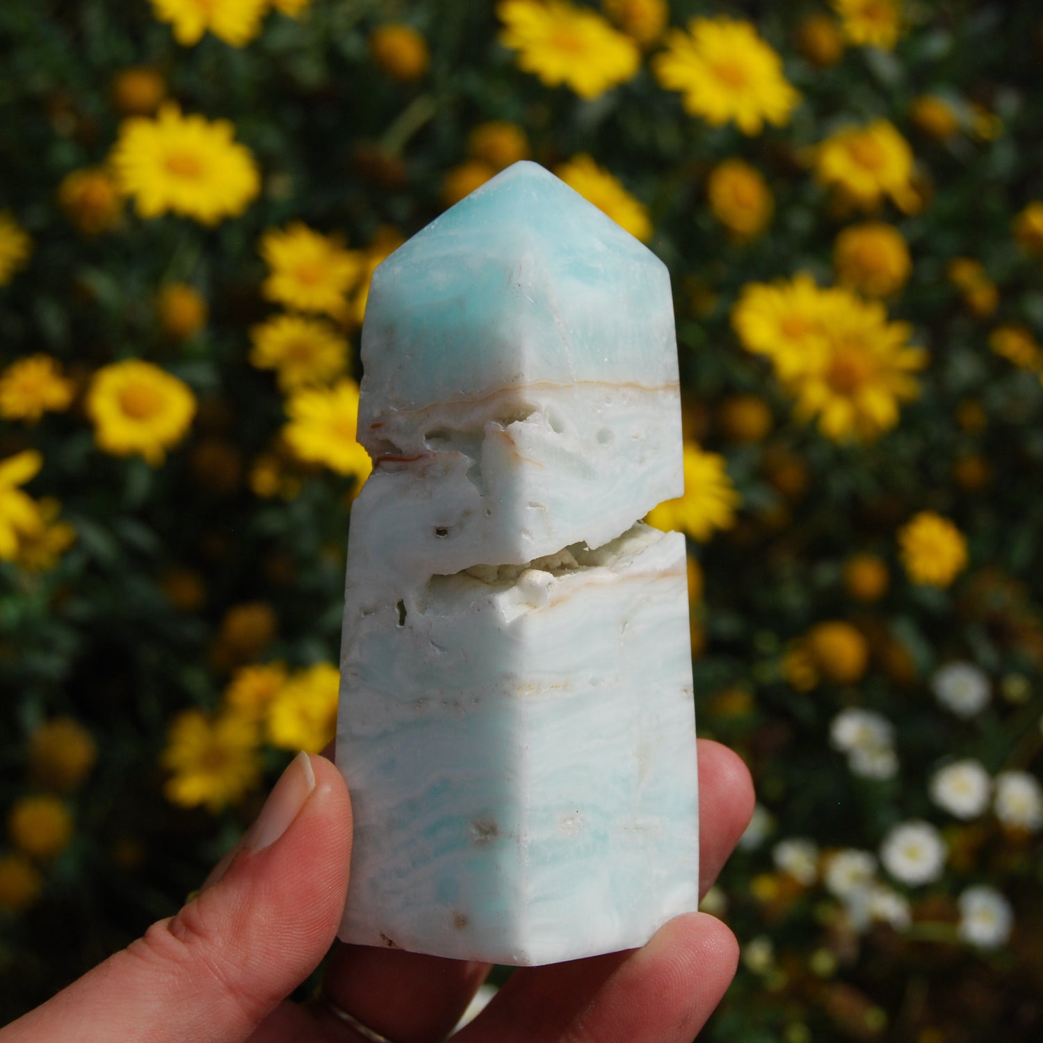 Caribbean Blue Calcite Crystal Tower