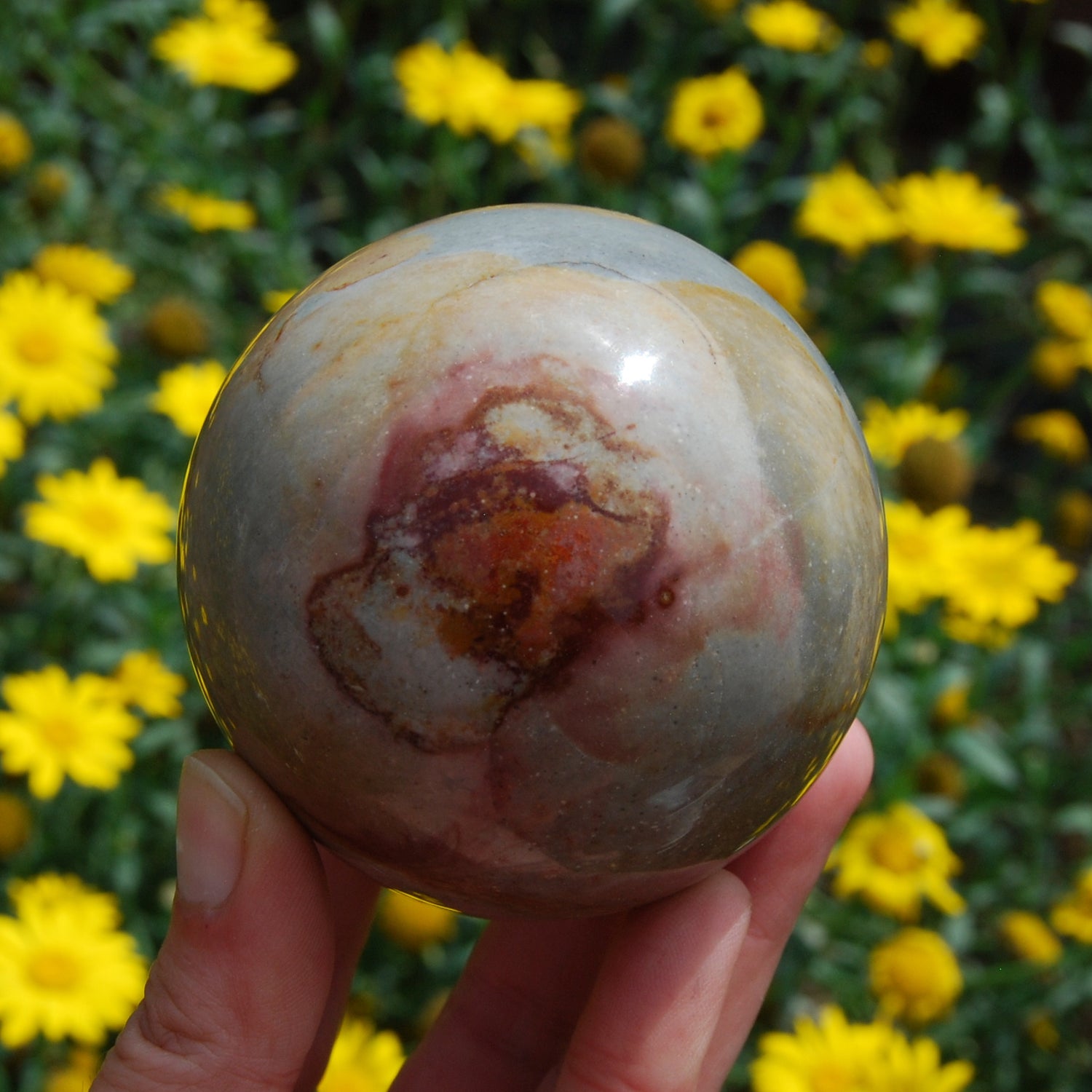 SALE was 69 | XL 1.2lb Polychrome Jasper Carved Crystal Sphere